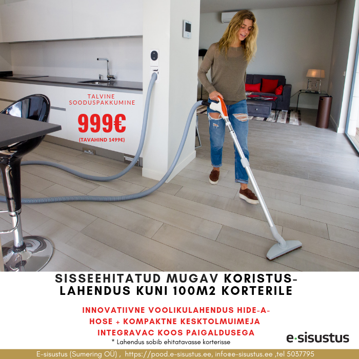 Korteri komplekt: IntegraVac + Hide-A-Hose koos paigaldusega