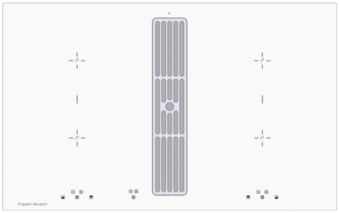 Küppersbusch valge 83cm induktsioonpliidiplaat koos õhupuhastajaga