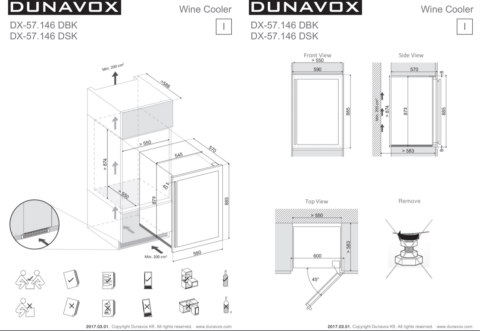 Dunavox integreeritav valge veinikülmik DX57.146DWK