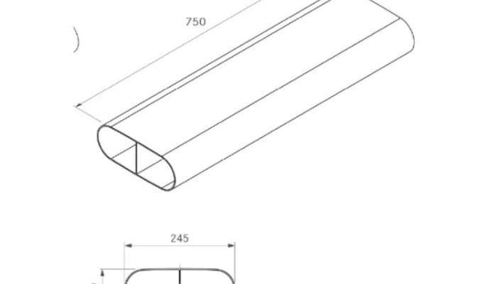 BORA Ecotube madal kanal vaheseinaga 750 mm EFS750