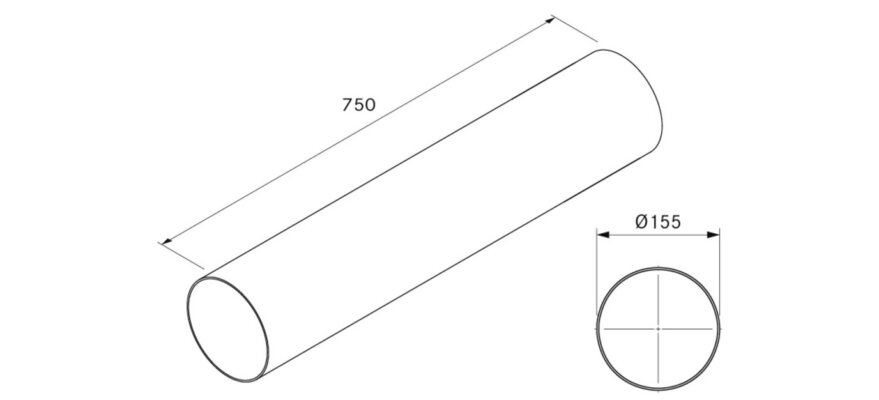 BORA Ecotube toru ümmargune kanal 750 mm ER750