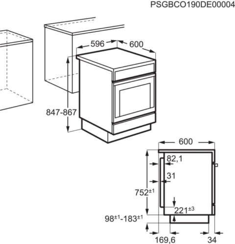 AEG eraldiseisev valge pliit SurroundCook 300 LKR64021AW