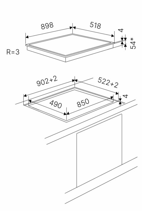 Küppersbusch induktsioonpliidiplaat 52cm x 90cm sillafunktsiooniga