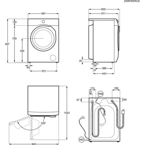 Electrolux 9kg/5kg SteamCare pesumasin-kuivati EW7W2492E