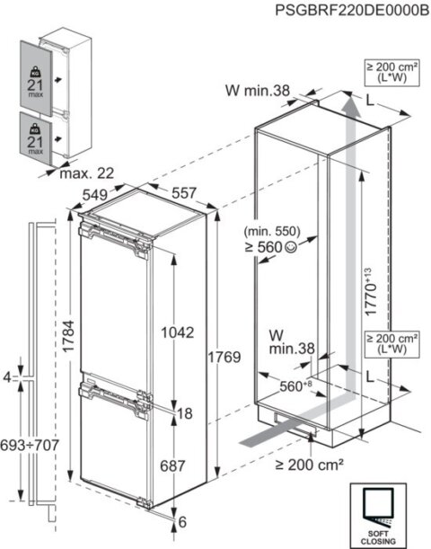 AEG 177.2cm Extra Chill-sahtliga külmik-sügavkülmik TSC8M183DC - Image 11