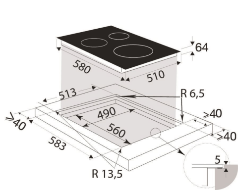 Brandt valge 60cm induktsioonplaat BPI1638UW - Image 4