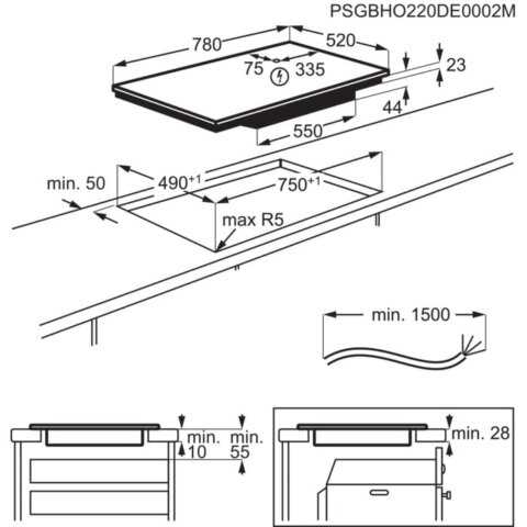 AEG 80cm induktsioonplaat Flex Bridge Hob2Hood TI84IF00FB