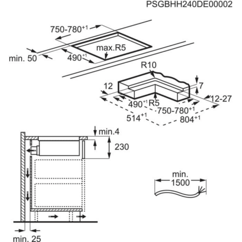AEG H2H 83cm pliidiplaat õhupuhastiga SenseFry TH84CC23CZ