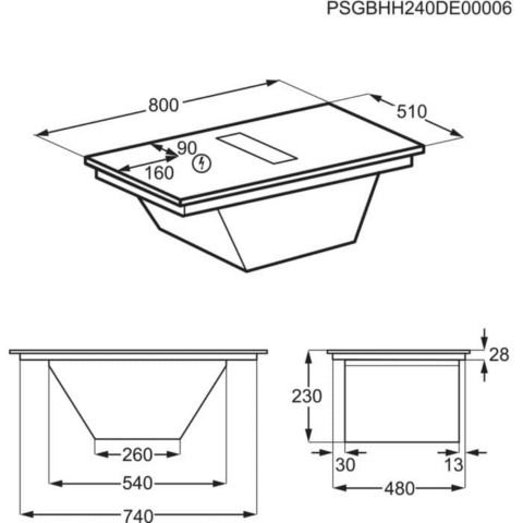 AEG H2H 83cm pliidiplaat õhupuhastiga SenseFry TH84CC23CZ