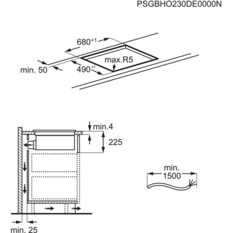 AEG Must H2H 70cm pliidiplaat-õhupuhasti 6000 eXtractor TCH74B01FB
